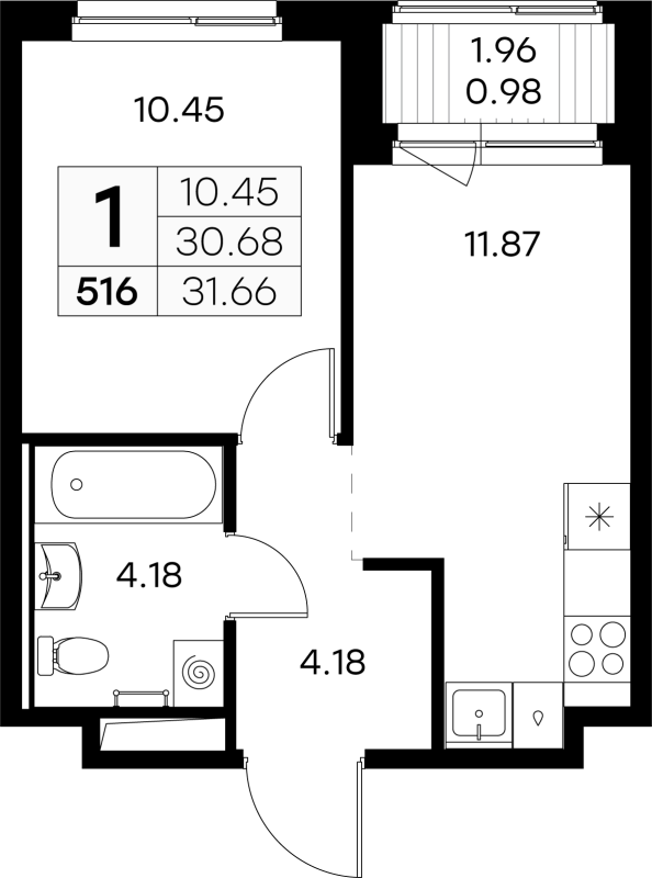 1 ккв 31,2 м²