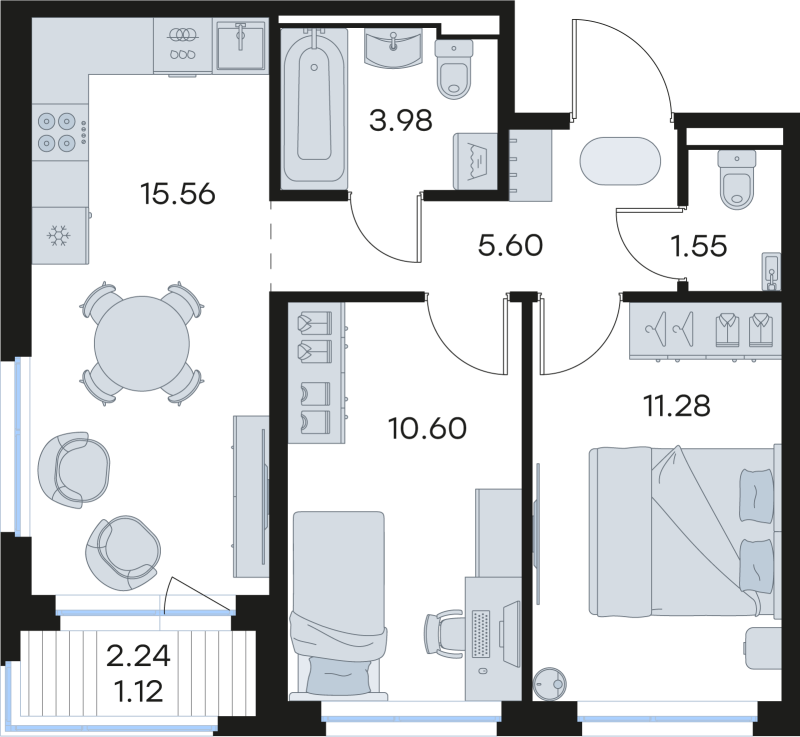 3 ккв (Евро) 49,7 м²