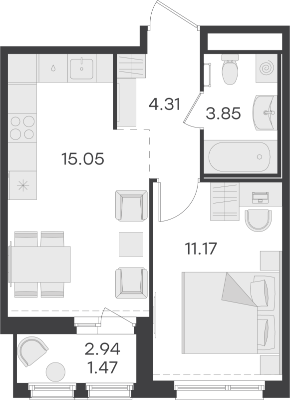 2 ккв (Евро) 35,4 м²