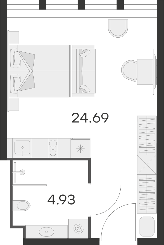 Студия 29 м²