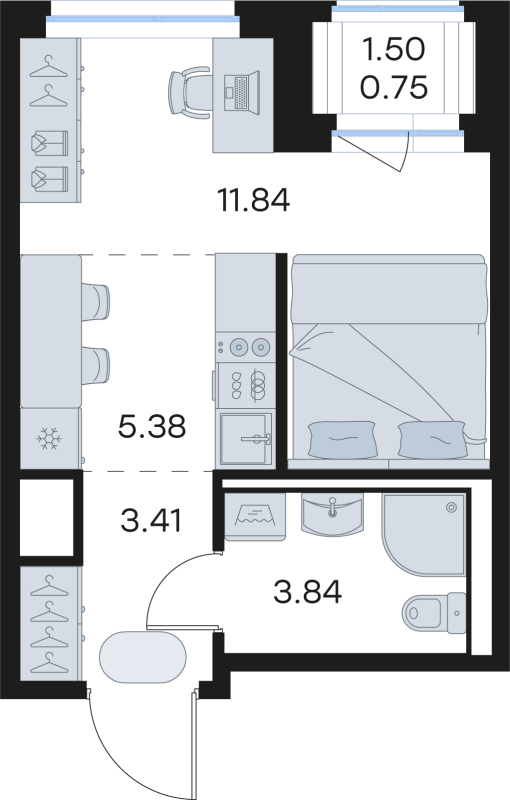 Студия 25,2 м²