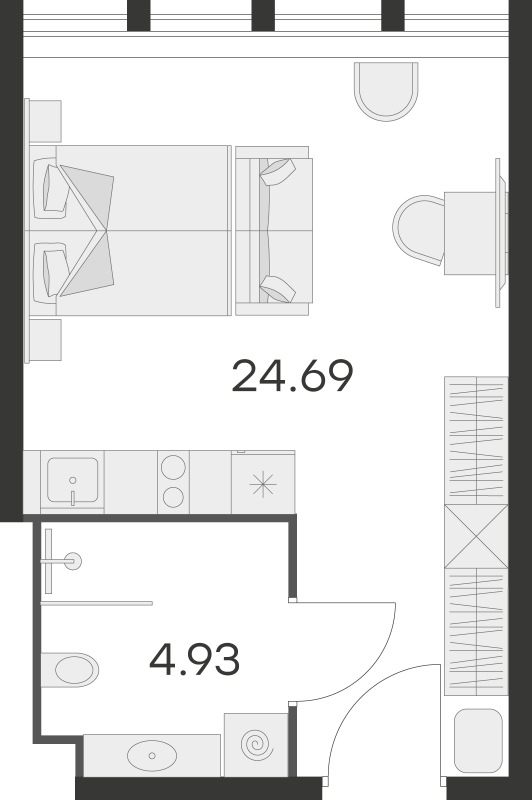 Студия 28,8 м²