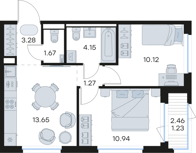 2 ккв 46,3 м²