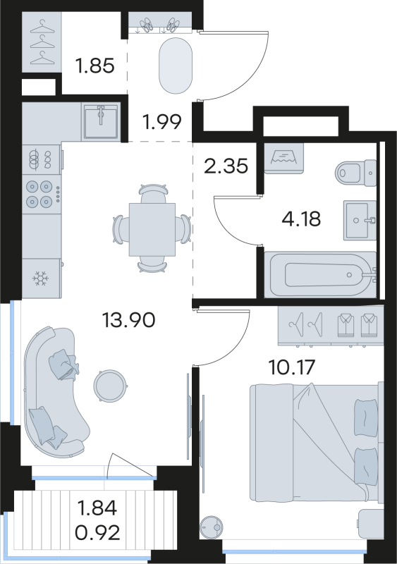 2 ккв (Евро) 35,4 м²