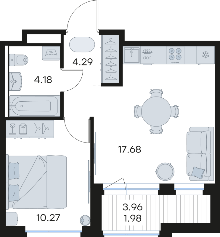 2 ккв (Евро) 38,4 м²