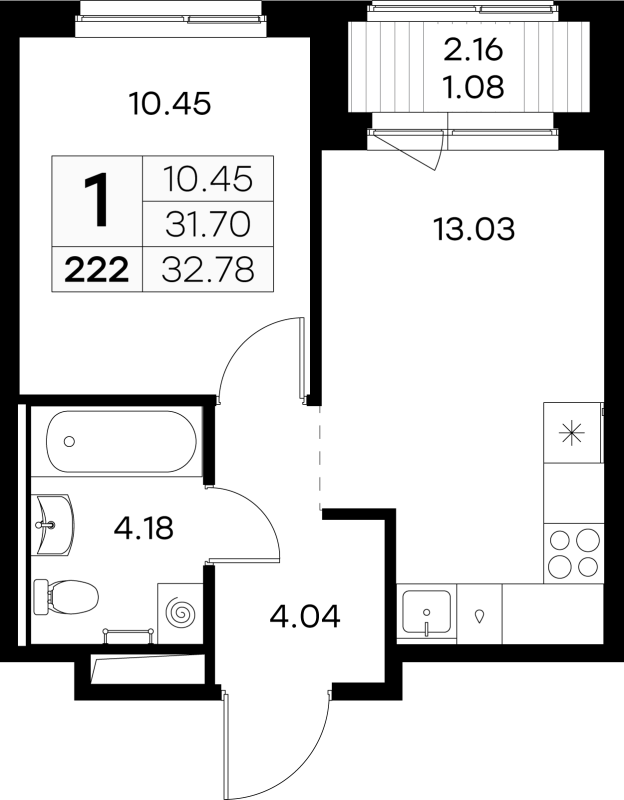 1 ккв 32,8 м²