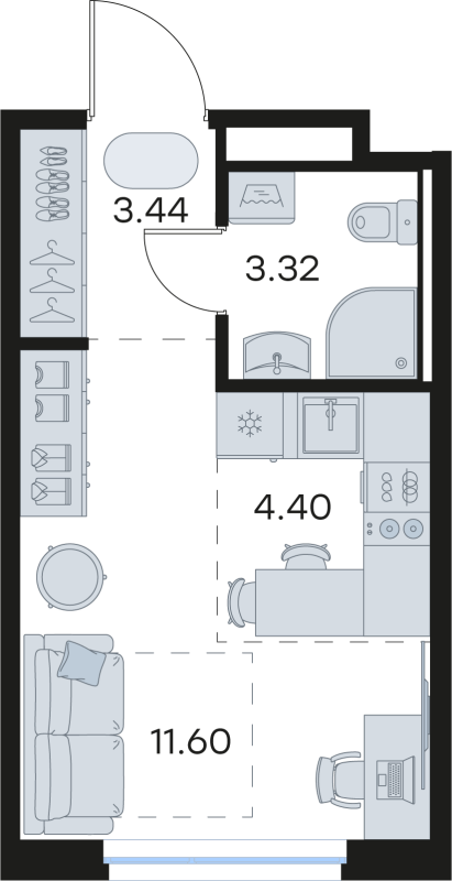 Студия 22,8 м²