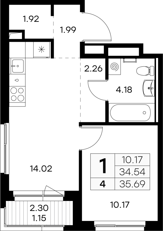 1 ккв 35,1 м²