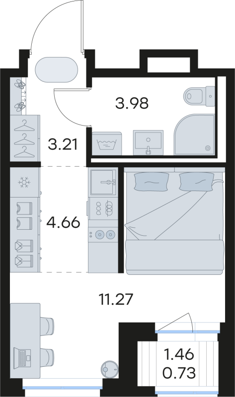Студия 23,9 м²