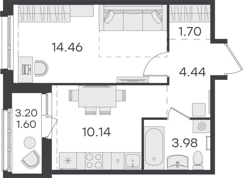 1 ккв 35,7 м²