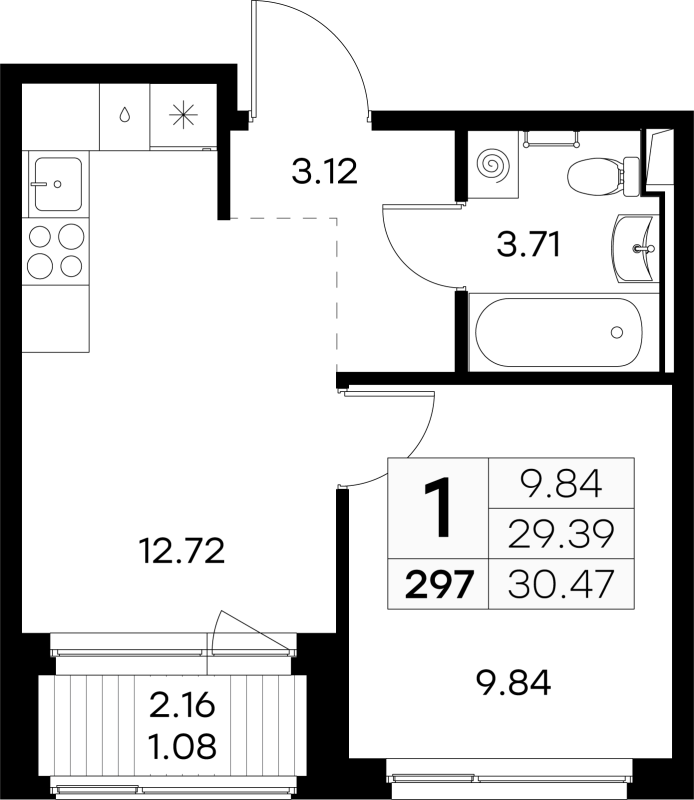 1 ккв 30,5 м²