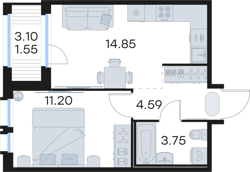 1 ккв 36,1 м²