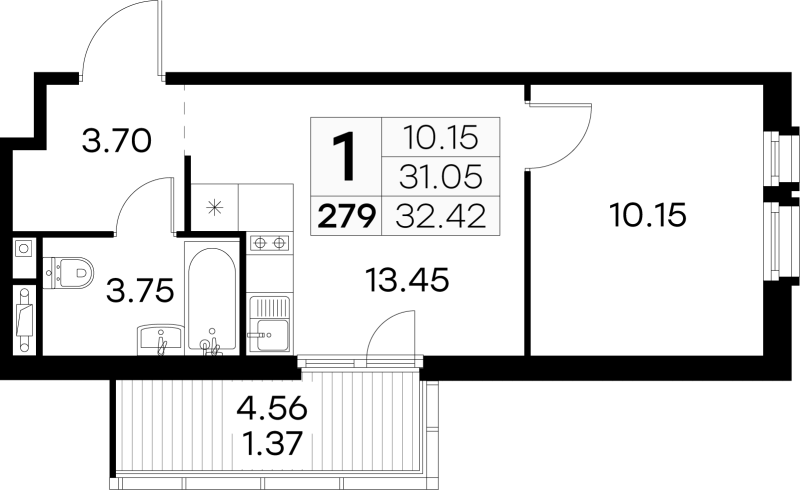 1 ккв 32,8 м²