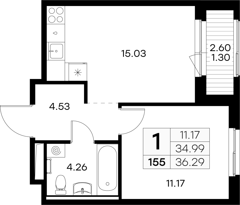 2 ккв (Евро) 35,8 м²