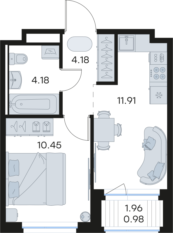 1 ккв 31,7 м²