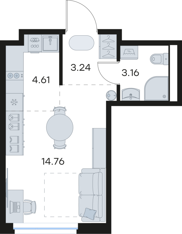 Студия 25,8 м²