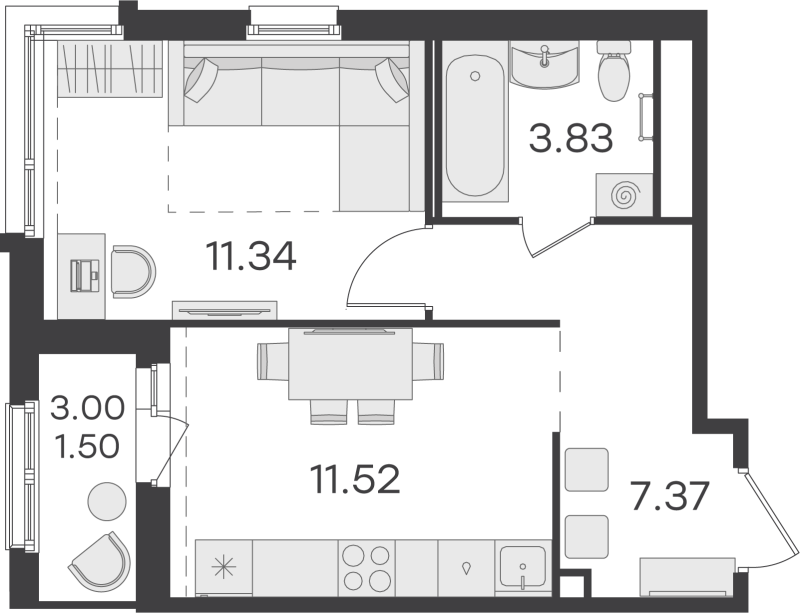 1 ккв 35,9 м²
