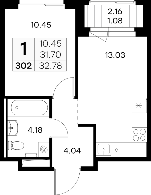 1 ккв 32,8 м²