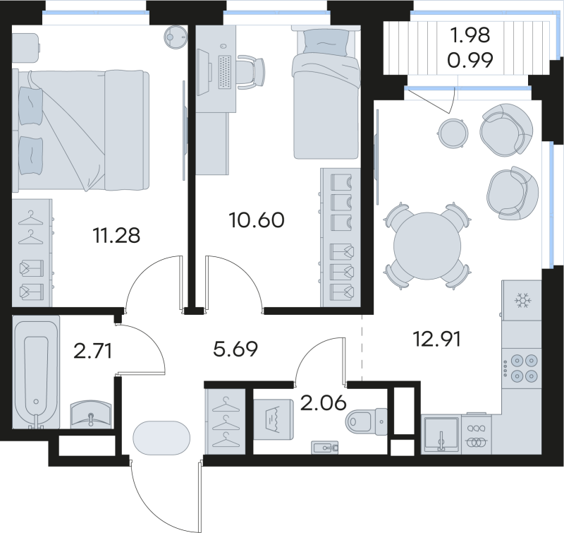 2 ккв 46,2 м²
