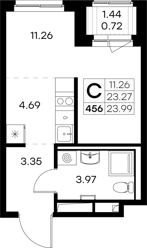 Студия 24,2 м²