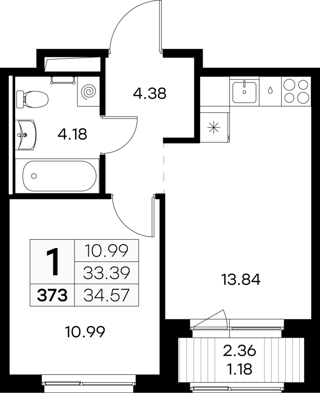 1 ккв 34,2 м²