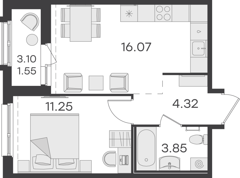 2 ккв (Евро) 36,6 м²