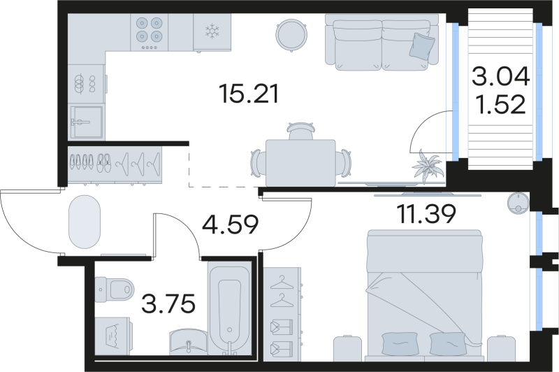 2 ккв (Евро) 36,4 м²