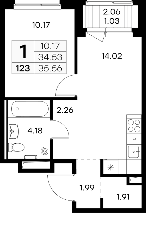 1 ккв 35,2 м²