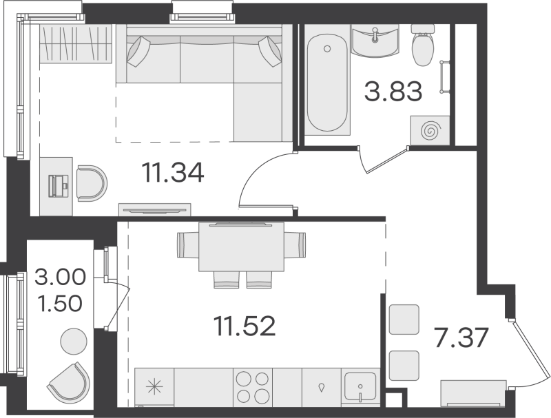1 ккв 36 м²