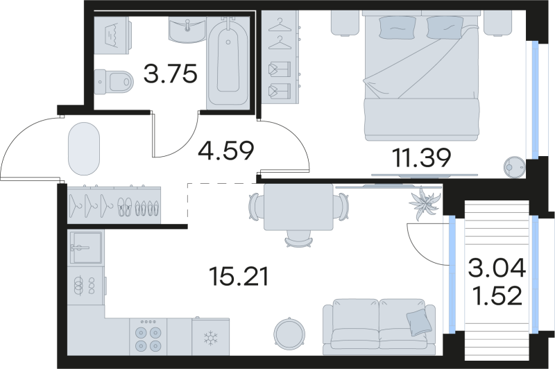 2 ккв (Евро) 36,3 м²