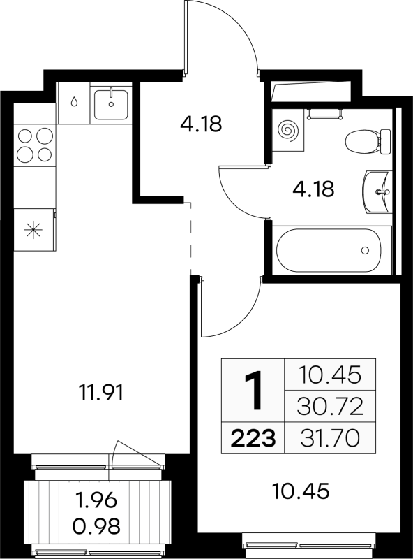 1 ккв 31,3 м²