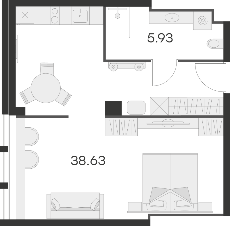 1 ккв 43,4 м²