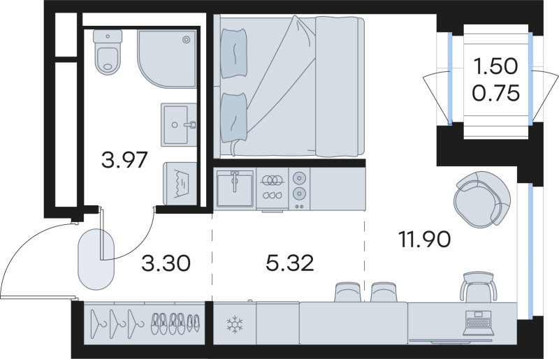 Студия 25,2 м²