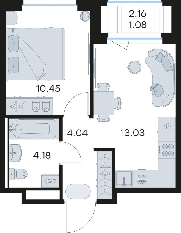 1 ккв 32,8 м²