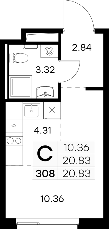 Студия 20,8 м²