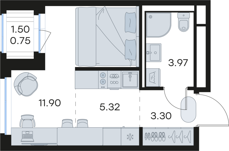 Студия 25,2 м²