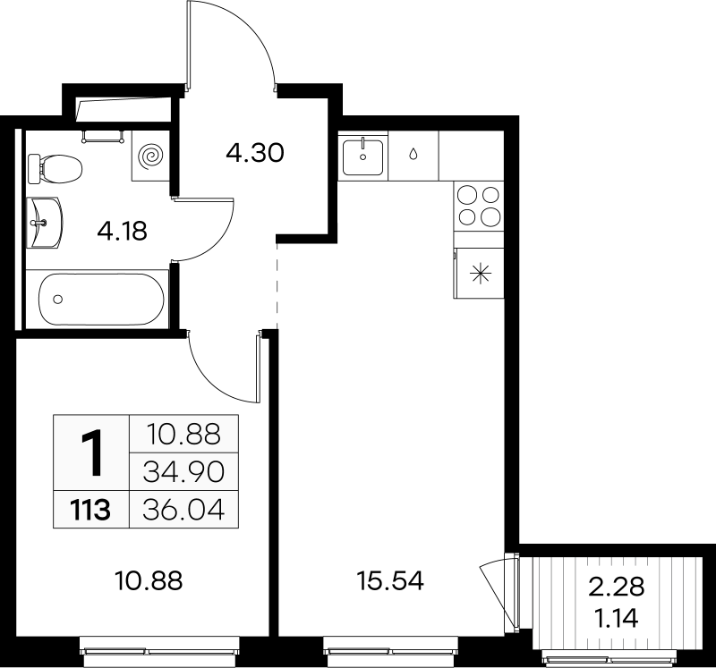 2 ккв (Евро) 35,7 м²