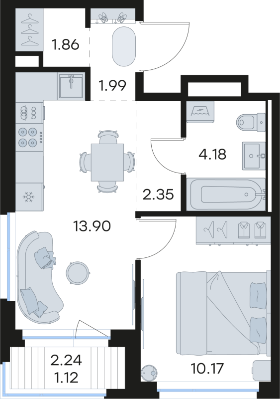 2 ккв (Евро) 35,6 м²