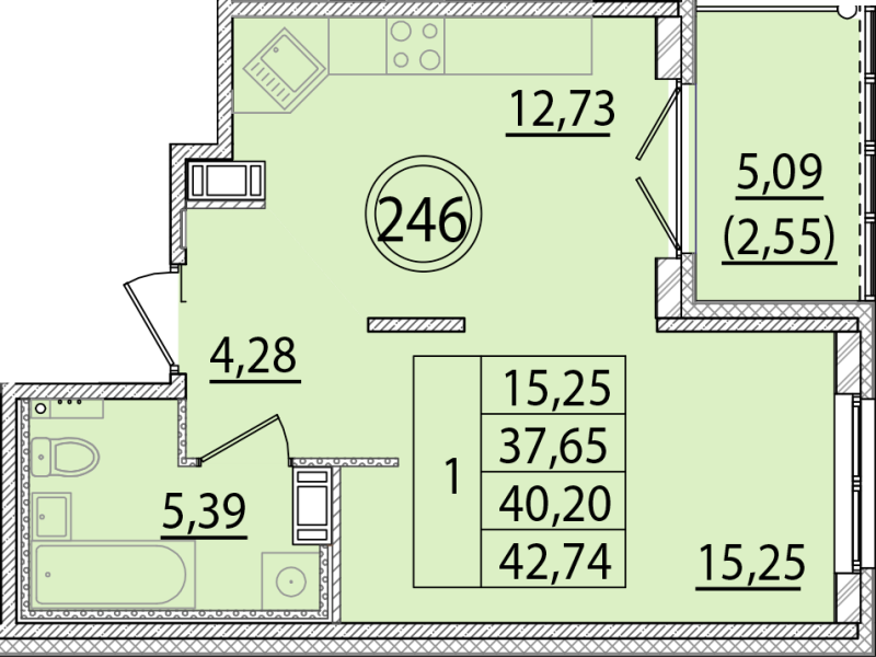 1 ккв 37,7 м²
