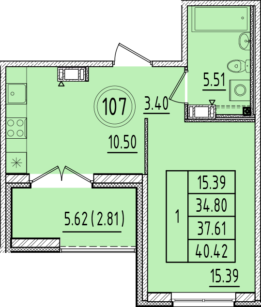 1 ккв 34,8 м²