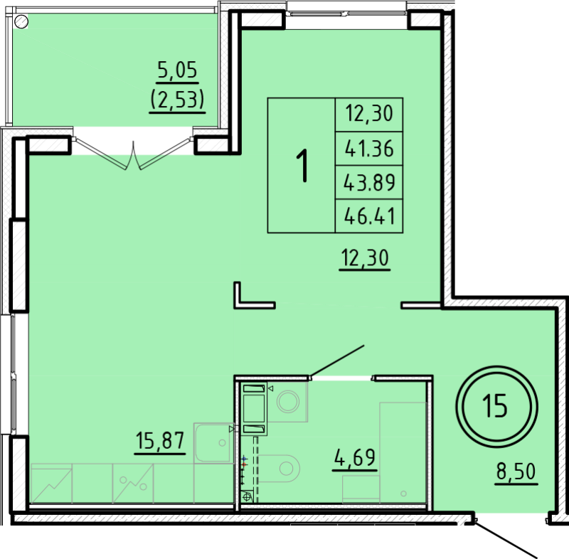 2 ккв (Евро) 41,4 м²