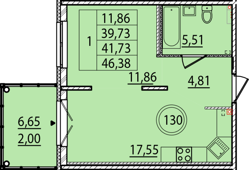 2 ккв (Евро) 39,7 м²