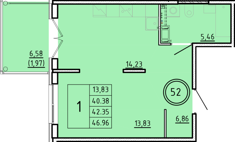 1 ккв 40,4 м²