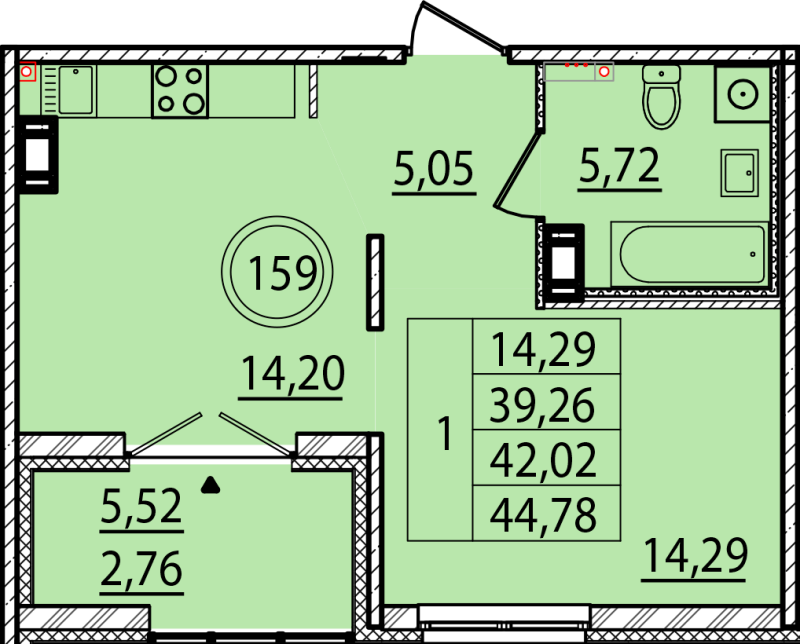 1 ккв 39,3 м²