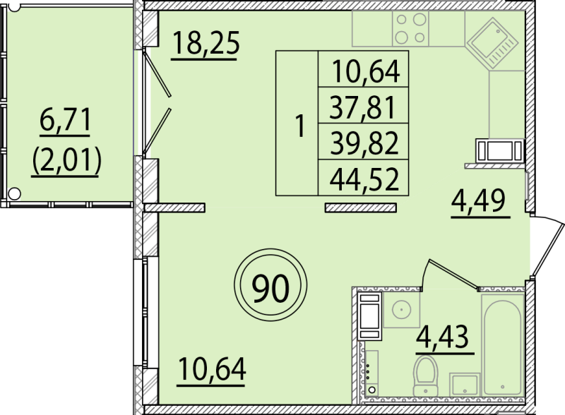 2 ккв (Евро) 37,8 м²