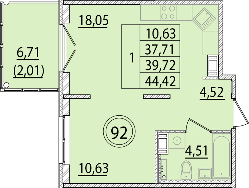 2 ккв (Евро) 37,7 м²