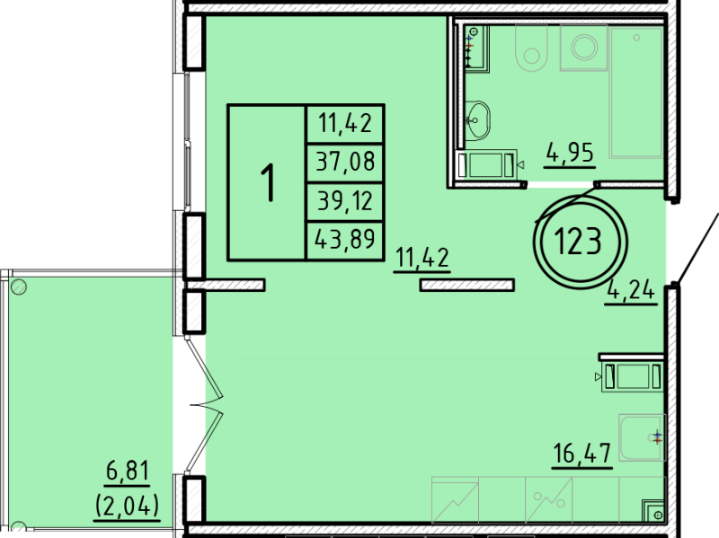 2 ккв (Евро) 37,1 м²