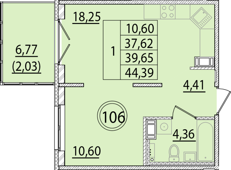 2 ккв (Евро) 37,6 м²