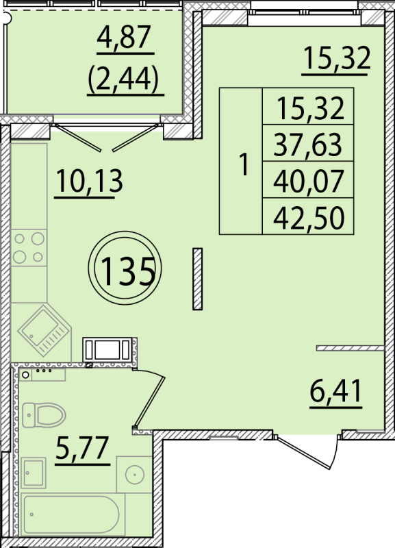 1 ккв 37,6 м²