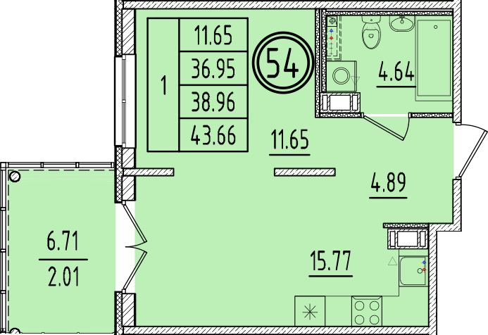 2 ккв (Евро) 37 м²